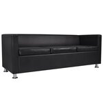 vidaXL Jeu de canapé à 2 places et à 3 places et fauteuil Noir