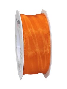Ruban de soie acetat laitonné lyon 25-m-rouleau 40 mm orange