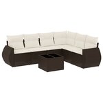 vidaXL Salon de jardin avec coussins 7 Pièces marron résine tressée