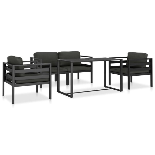 vidaXL Ensemble de canapés 5 Pièces avec coussins Aluminium Anthracite