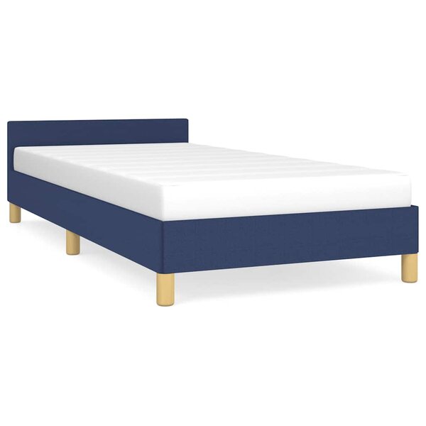 vidaXL Cadre de lit avec tête de lit sans matelas bleu 100x200cm tissu