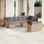vidaXL Salon de jardin et coussins 13 Pièces mélange beige résine tressée