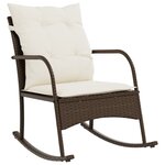 vidaXL Chaise à bascule de jardin avec coussins marron résine tressée