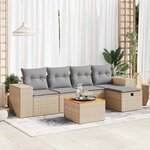 vidaXL Salon de jardin avec coussins 6 Pièces beige résine tressée