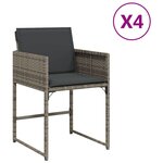 vidaXL Chaises de jardin avec coussins lot de 4 gris résine tressée