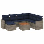 vidaXL Salon de jardin 8 Pièces avec coussins gris résine tressée