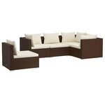 vidaXL Salon de jardin 5 Pièces avec coussins Résine tressée Marron