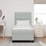 Lit Box Spring vidaXL avec Matelas & Lumière LED Gris Clair 100x200 cm Velours