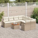 vidaXL Ensemble de canapé de jardin 9 Pièces Beige et blanc