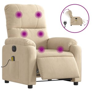 vidaXL Fauteuil inclinable de massage électrique crème