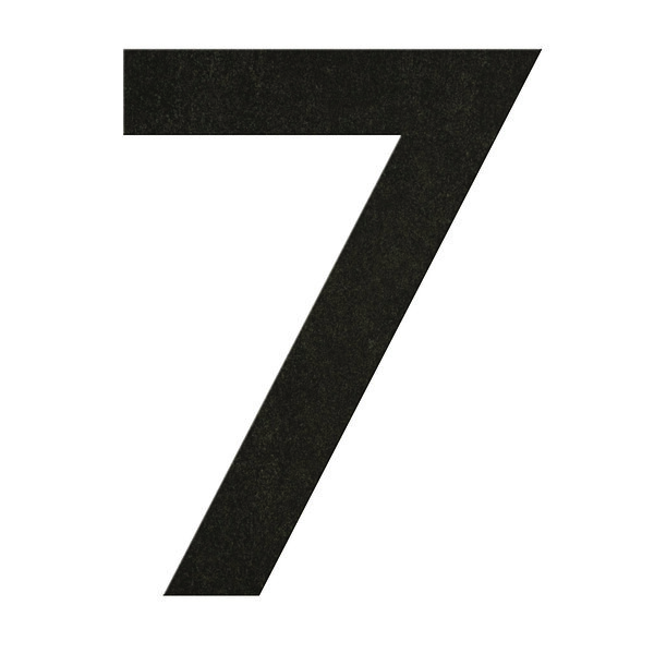 7 Béton Noir - numéro adhésif pour boîtes aux lettres- Vinyle épais texturé hauteur 50 mm.