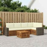 vidaXL Ensemble de canapé d'angle avec coussin 6 Pièces Naturel et Crème