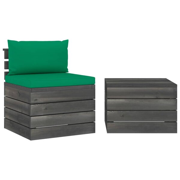 vidaXL Salon palette de jardin 2 Pièces avec coussins Bois de pin massif