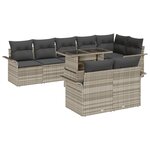 vidaXL Ensemble de Canapés de Jardin 9 Pièces avec Coussins Gris Clair Rattan