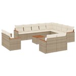 vidaXL Salon de jardin avec coussins 13 Pièces beige résine tressée