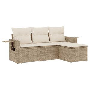 vidaXL Salon de jardin avec coussins 4 Pièces beige résine tressée