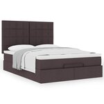 VidaXL Cadre de lit ottoman avec matelas marron foncé 140x190 cm tissu