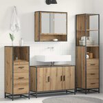vidaXL Ensemble de mobilier de salle de bain 4 Pièces Chêne artisanal