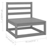 Vidaxl canapé à 4 places de jardin gris bois de pin solide