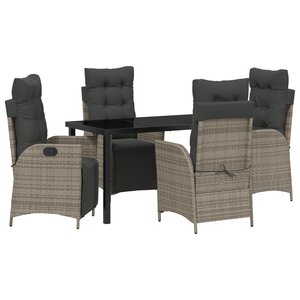 vidaXL Ensemble de salle à manger de jardin 5 pièces Gris Poly Rattan