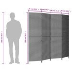 vidaXL Cloison de séparation 4 panneaux gris résine tressée