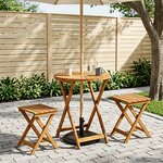 vidaXL Table de jardin pliante Naturel Ø60 x 75 cm