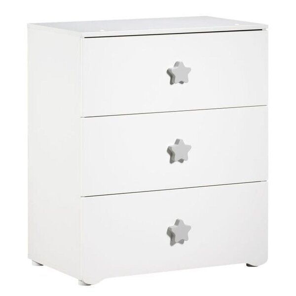 Commode à langer 3 tiroirs - Boutons étoile gris