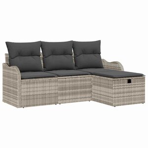 vidaXL Ensemble de canapé de jardin 4 Pièces Gris clair Poly rotin