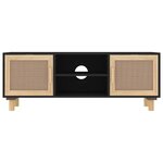 vidaXL Meuble TV Noir 105x30x40cm Bois de pin massif et rotin naturel