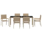 vidaXL Ensemble de salle à manger pour jardin 7 Pièces Beige et Noir