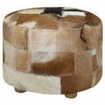 vidaXL Pouf cuir de chèvre Rond 50 x 50 x 45 cm