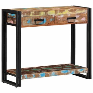 vidaXL Table console Multicolore 90 x 33 x 75 cm Bois Recyclé Solide
