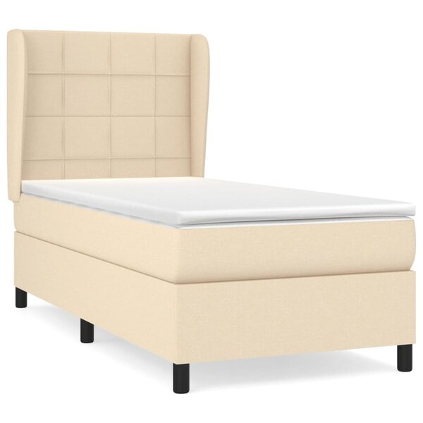 vidaXL Sommier à lattes de lit avec matelas Crème 80x200 cm Tissu
