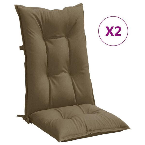 vidaXL Coussins de chaise à dossier haut lot de 2 taupe mélangé tissu