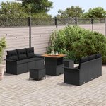 vidaXL Ensemble de canapé de jardin 9 Pièces Noir polyrotin