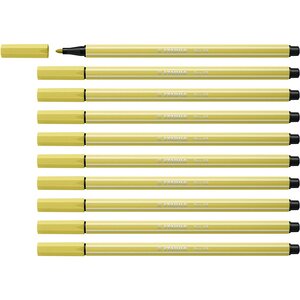 Stylo feutre Pen 68  jaune moutarde x 10 STABILO