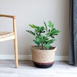 Panier rond en rotin marron clair et foncé Ø 30 x 25 cm