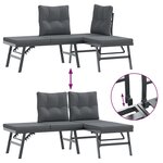 vidaXL Bancs de jardin avec coussins lot de 2 acier enduit de poudre