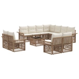 vidaXL Ensemble de canapé de jardin 12 Pièces Beige et blanc crème