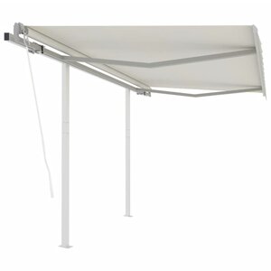 vidaXL Auvent rétractable automatique avec poteaux 3 5x2 5 m Crème