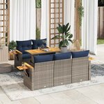 vidaXL Salon de jardin 6 Pièces avec coussins gris résine tressée