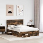 vidaXL Cadre de lit Chêne fumé 140 x 200 cm Bois d'ingénierie