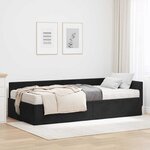 vidaXL Cadre de lit d'angle avec matelas Autre 2 Pièces Gris Velours
