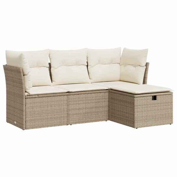 vidaXL Salon de jardin avec coussins 4 Pièces beige résine tressée