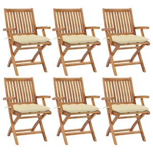 vidaXL Chaises pliables de jardin avec coussins 6 Pièces Bois de teck
