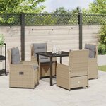 vidaXL Ensemble de salle à manger pour jardin 5 Pièces Beige polyrotin