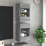 vidaXL Meubles muraux avec lumières LED pour TV 2Pièces sonoma gris 40x30x60 5cm