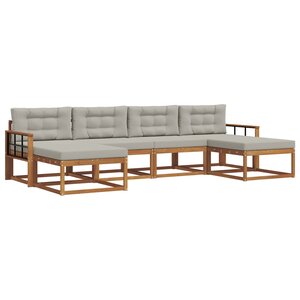 vidaXL Ensemble de canapés d'extérieur 6 Pièces Gris Naturel et Clair