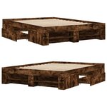 vidaXL Cadre de lit chêne fumé 135x190 cm bois d'ingénierie