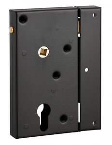THIRARD - Boitier de serrure en applique double entrée à fouillot pour portail bois  réversible  axe 45mm  80x150mm  noir - THIRARD